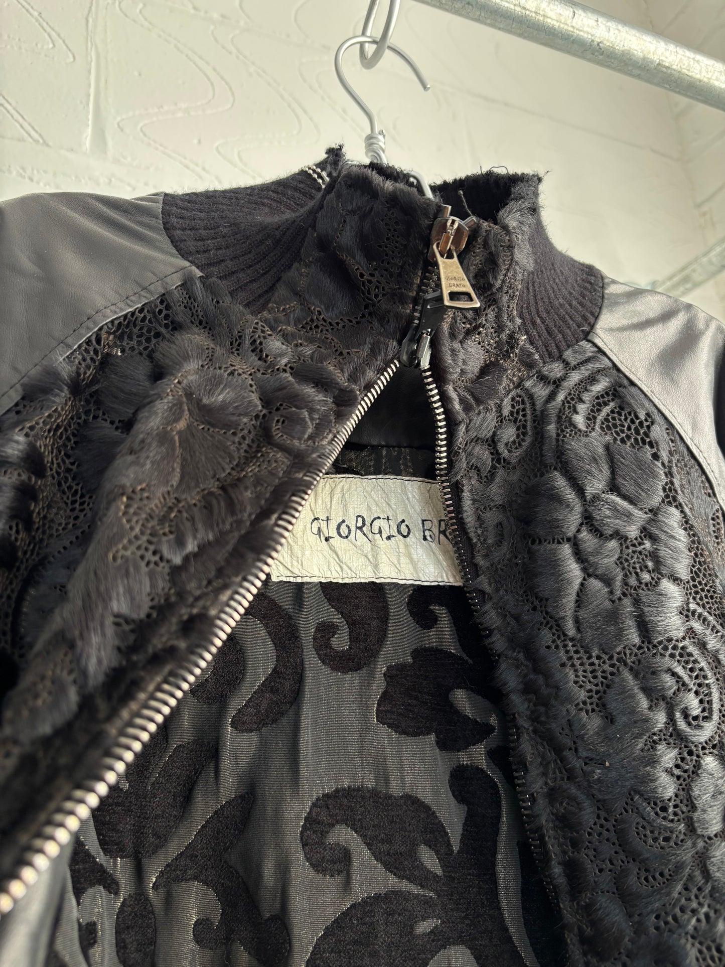 GIORGIO BRATO LEATHER PONY HAIR JACKET