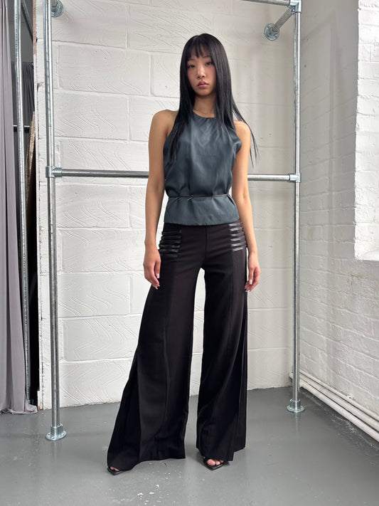 WOOL BLEND BUCKLE TROUSERS