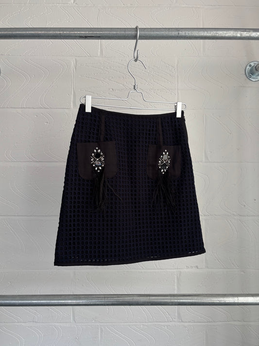 JAPANESE DESIGNER EMBELLISHED FAUX FEATHER SKIRT