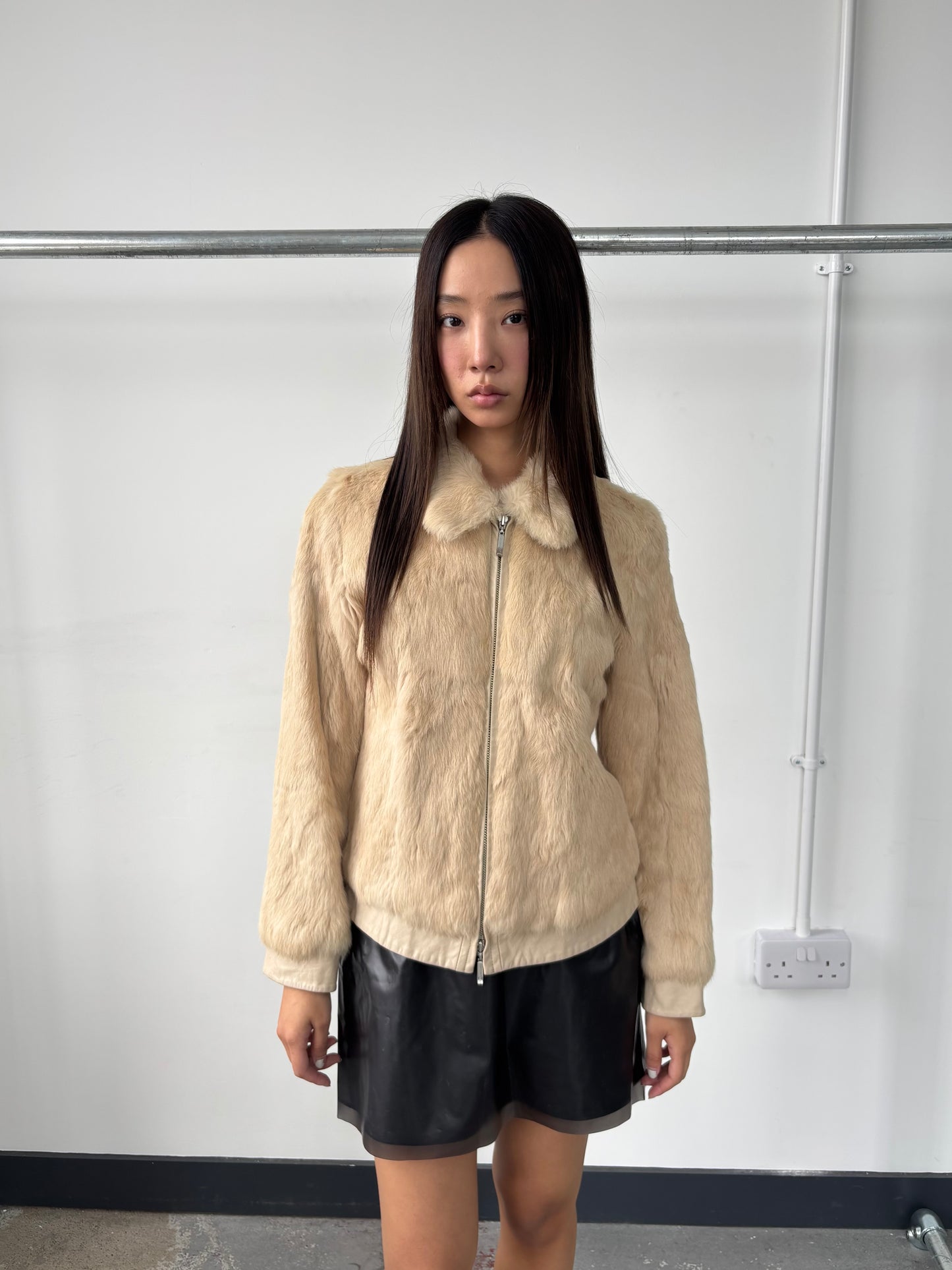 REAL FUR AND LEATHER JACKET