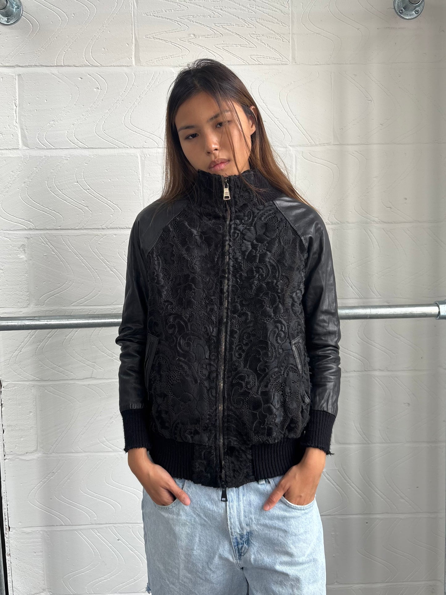 GIORGIO BRATO LEATHER PONY HAIR JACKET