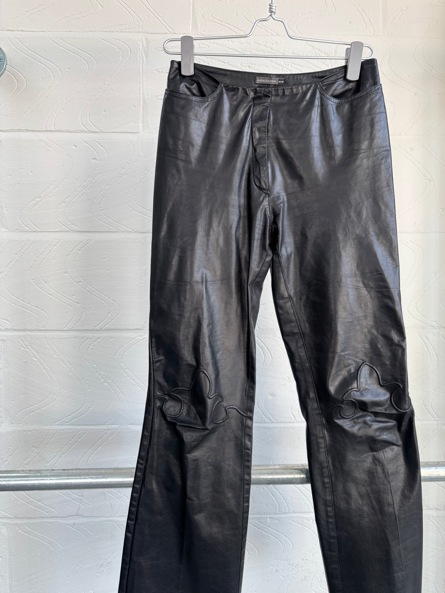 LEATHER TROUSERS WITH DETAILING ON KNEES