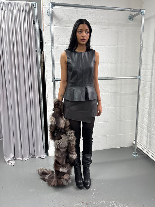 ARMANI LEATHER PEPLUM TOP