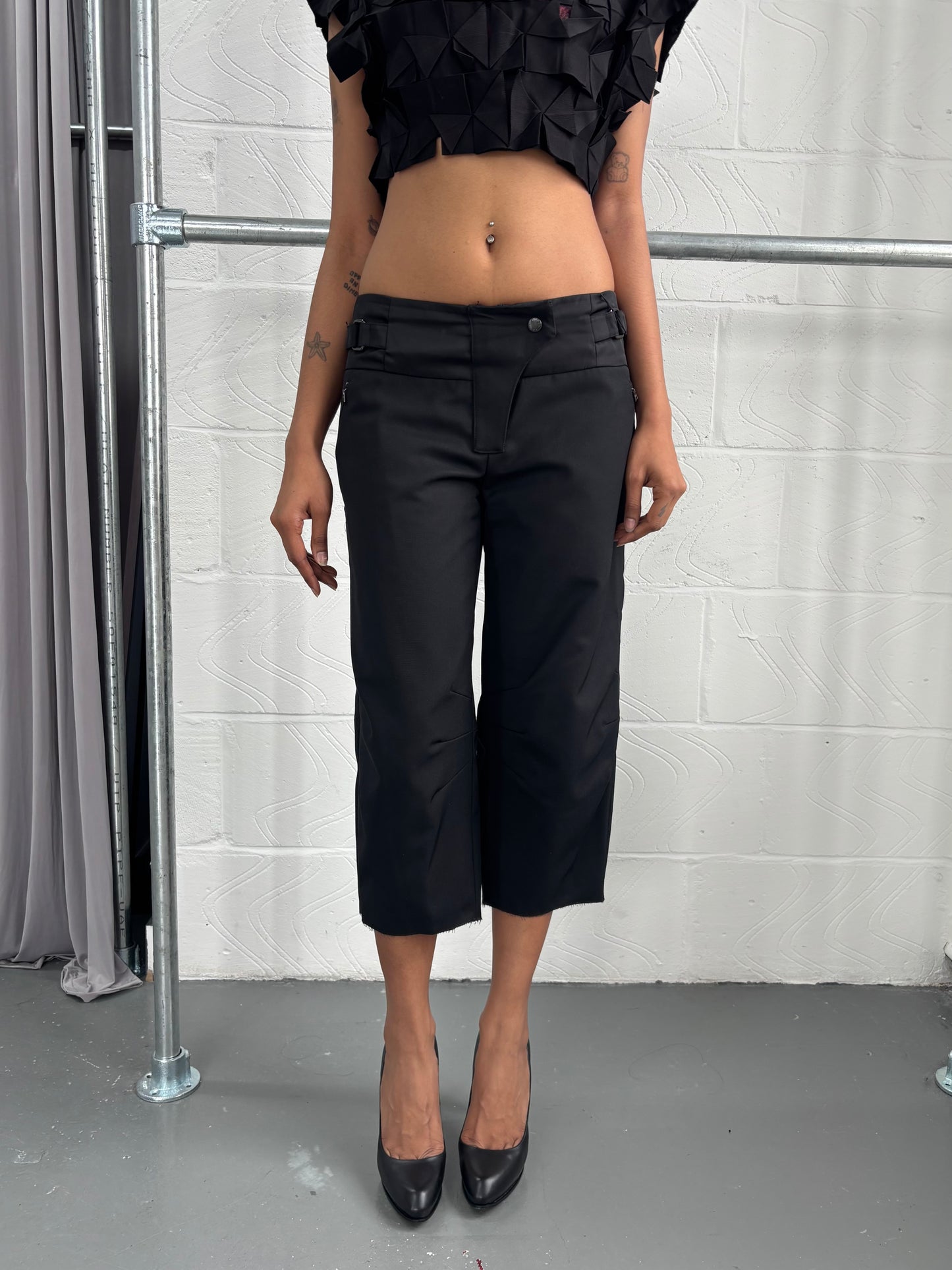 PRADA SPORT WOOL CROPPED TROUSERS