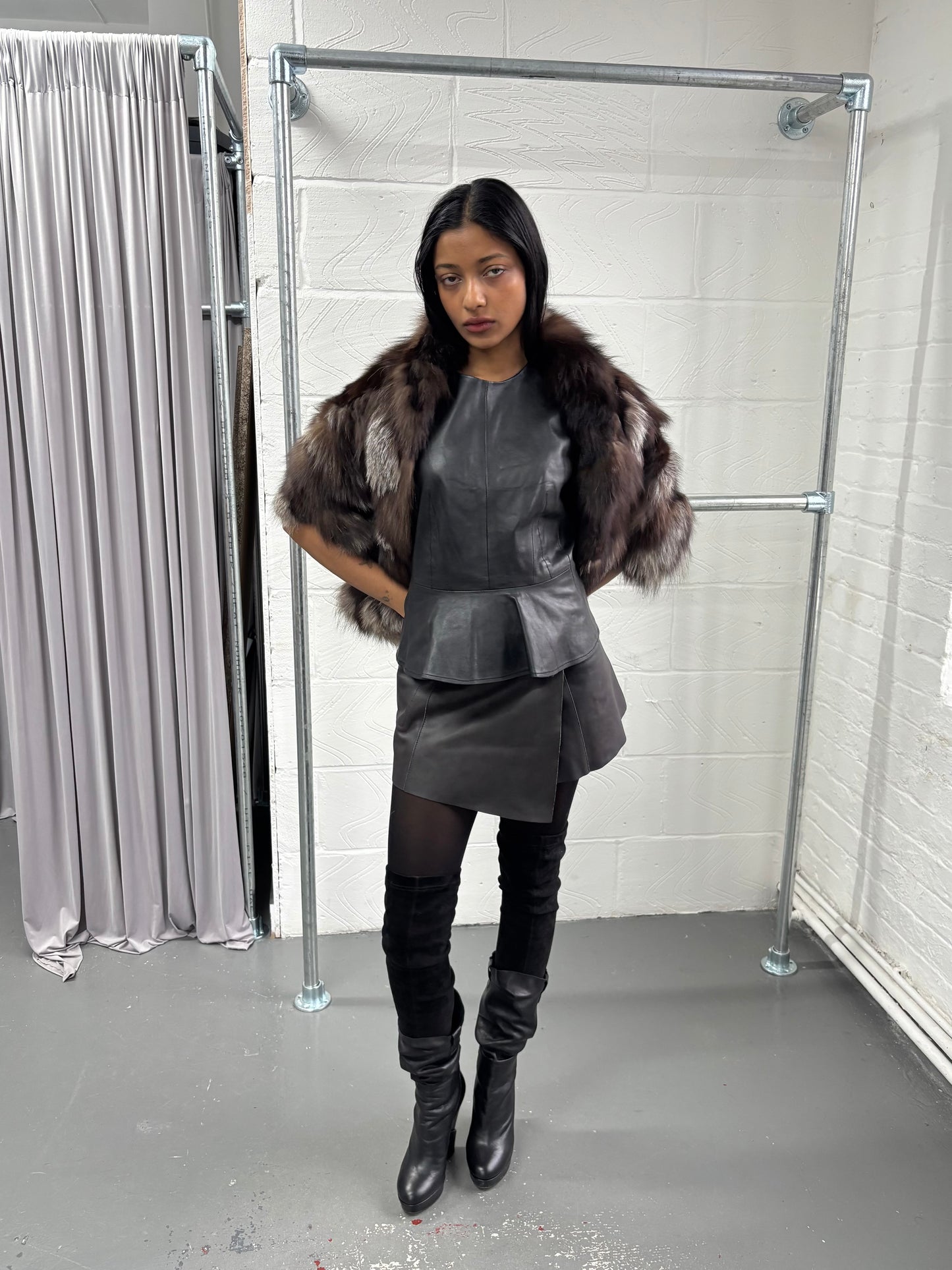 ARMANI LEATHER PEPLUM TOP