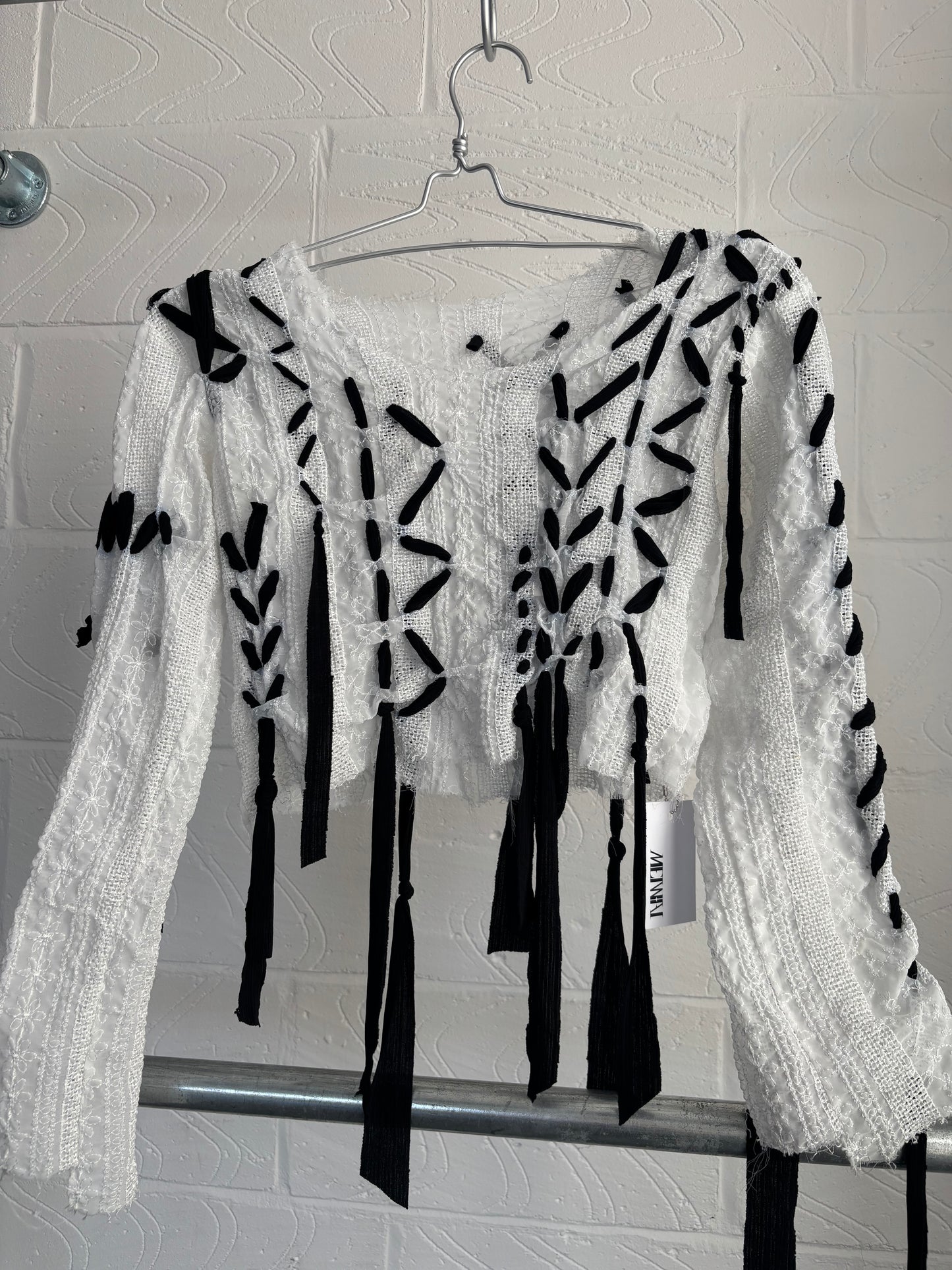 SHEER LACE UP BLOUSE