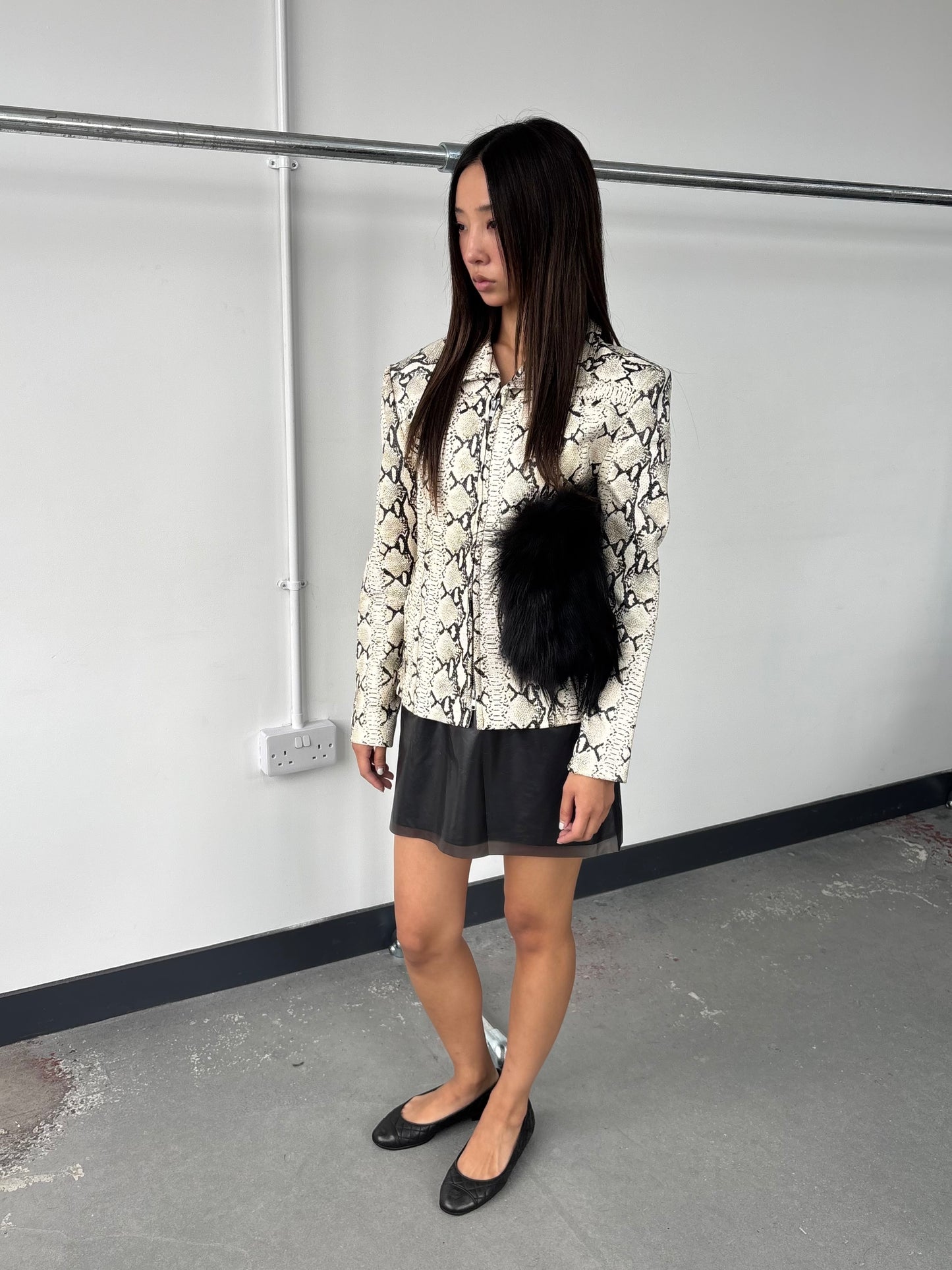 LEATHER SNAKE PRINT JACKET