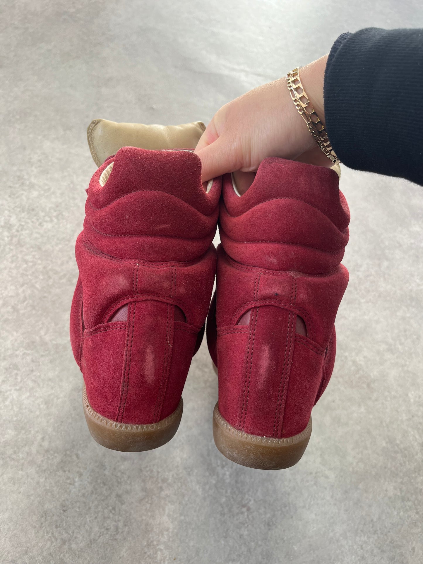 ISABEL MARANT RED BEKETT WEDGE TRAINERS