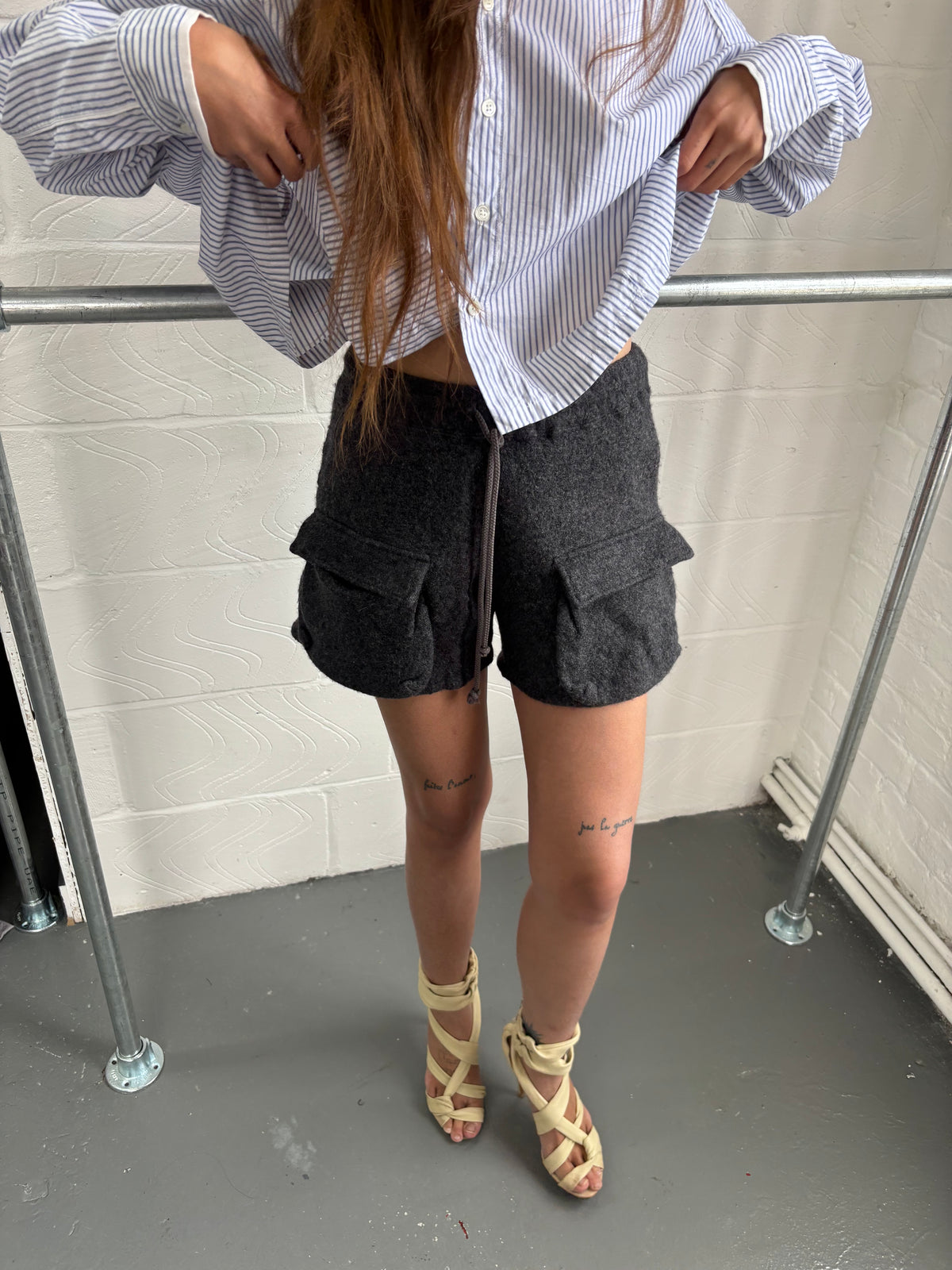 ZUCCA WOOL OVERSIZED POCKET MINI SHORTS
