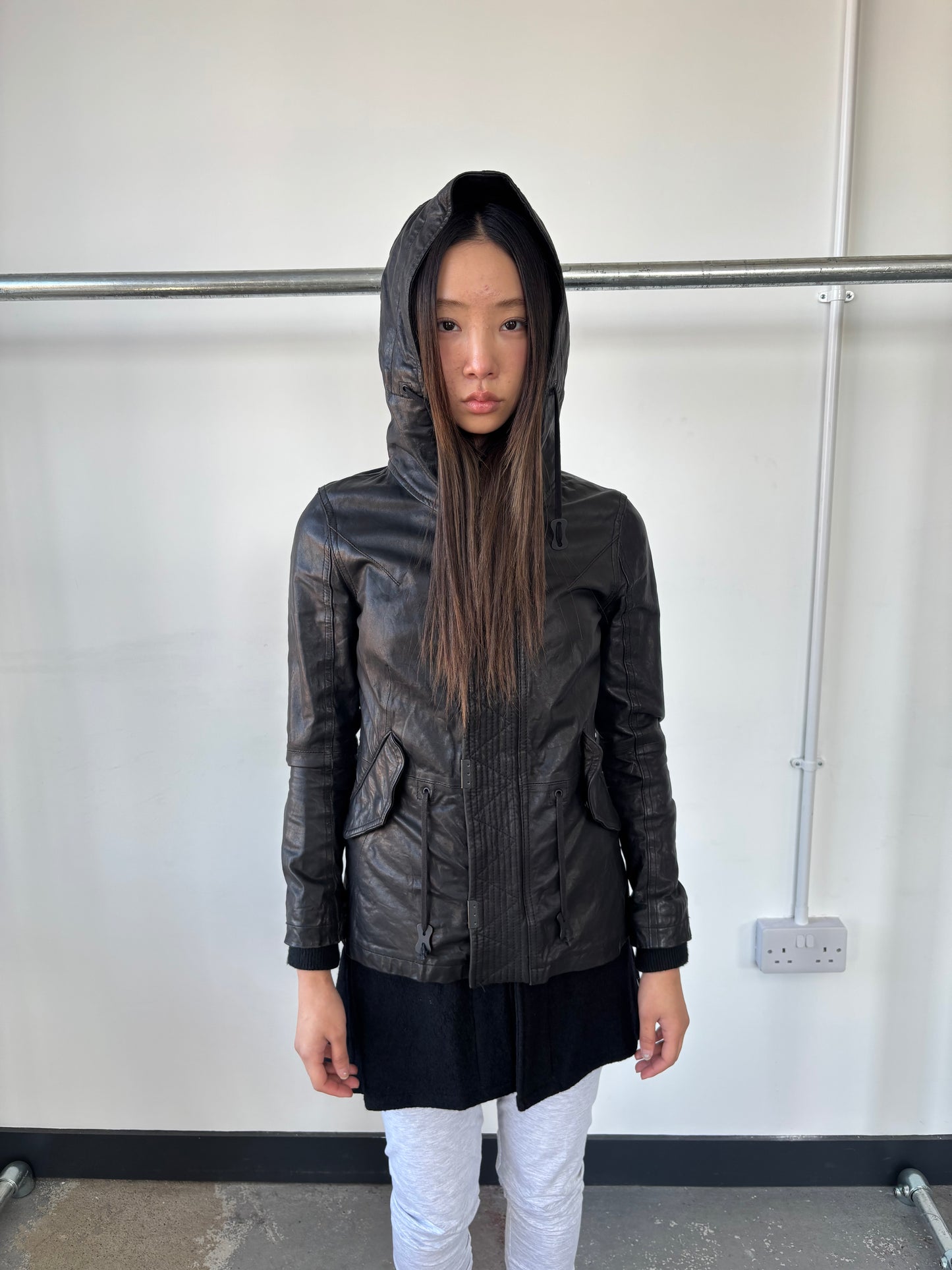 LEATHER JACKET WITH DETACHABLE WOOL