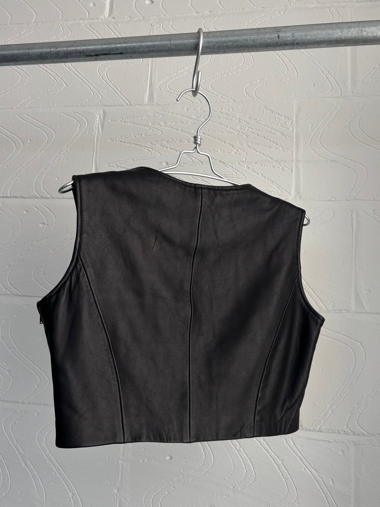 LEATHER STRUCTURED CROP TANK