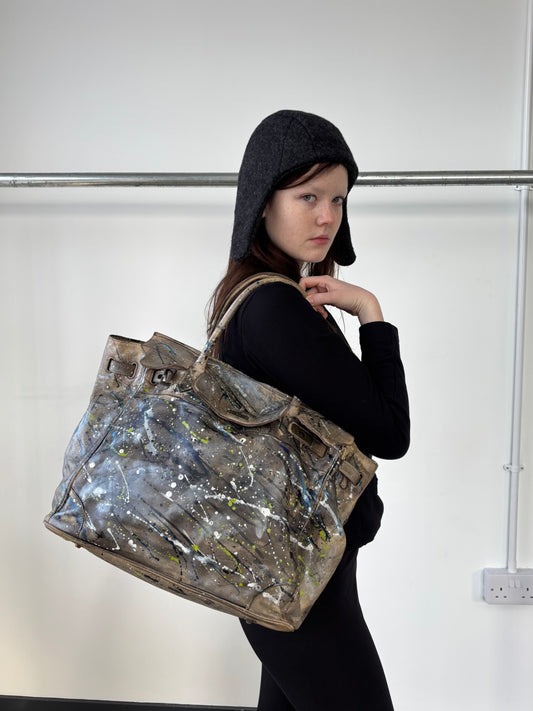 PAINT SPLATTER LEATHER FIRKIN BAG