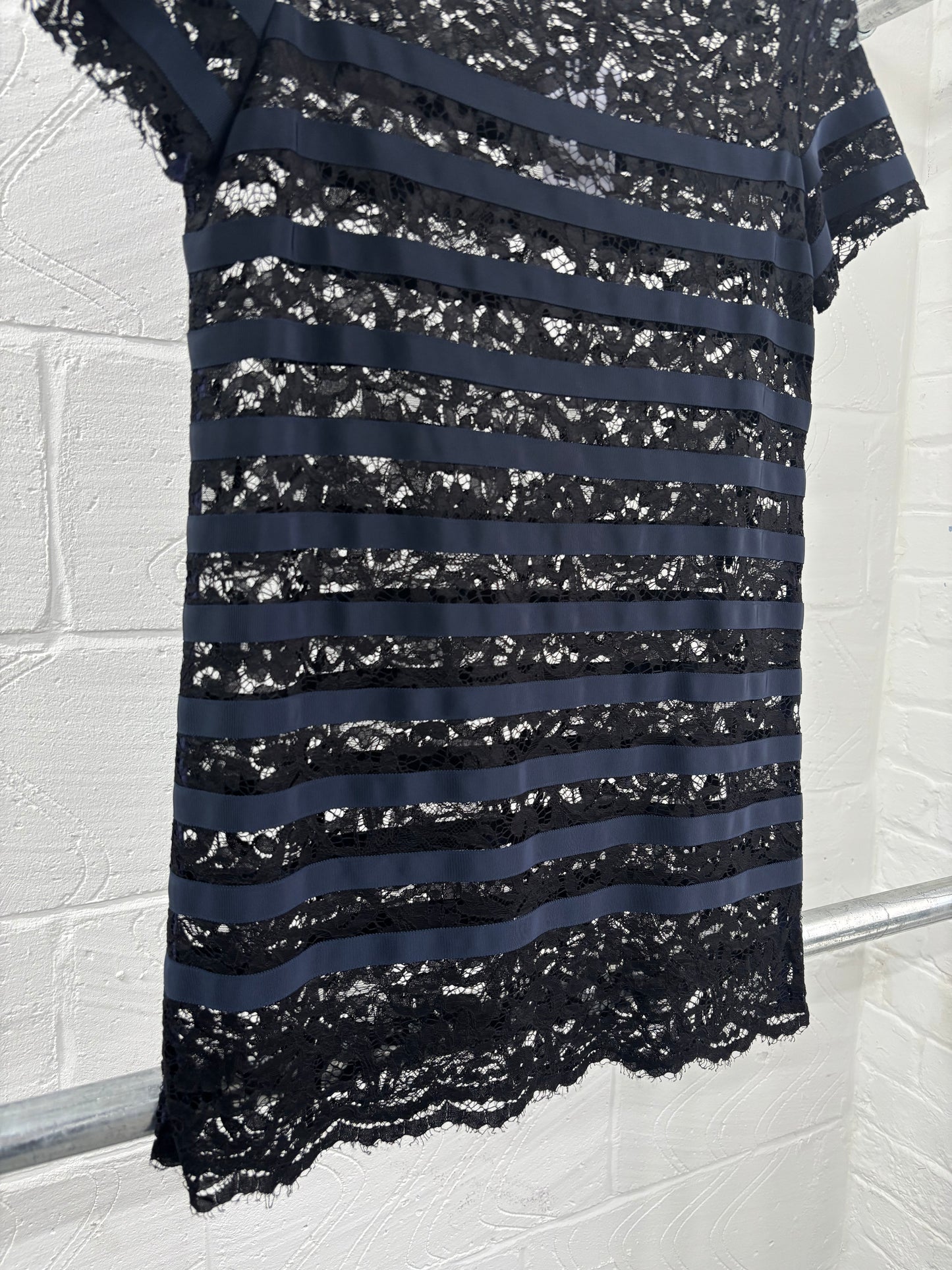 SACAI LUCK LACE STRIPE DRESS