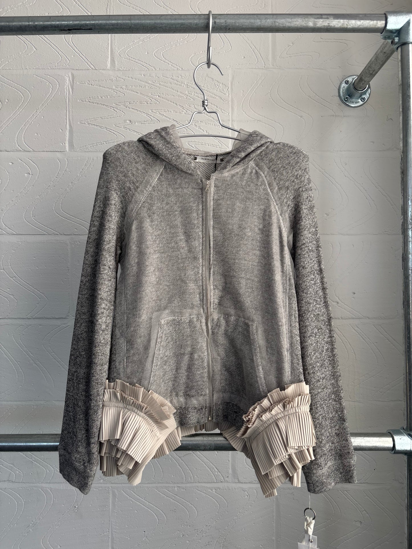JAPANESE MESH AND PLEAT DETAIL HOODIE