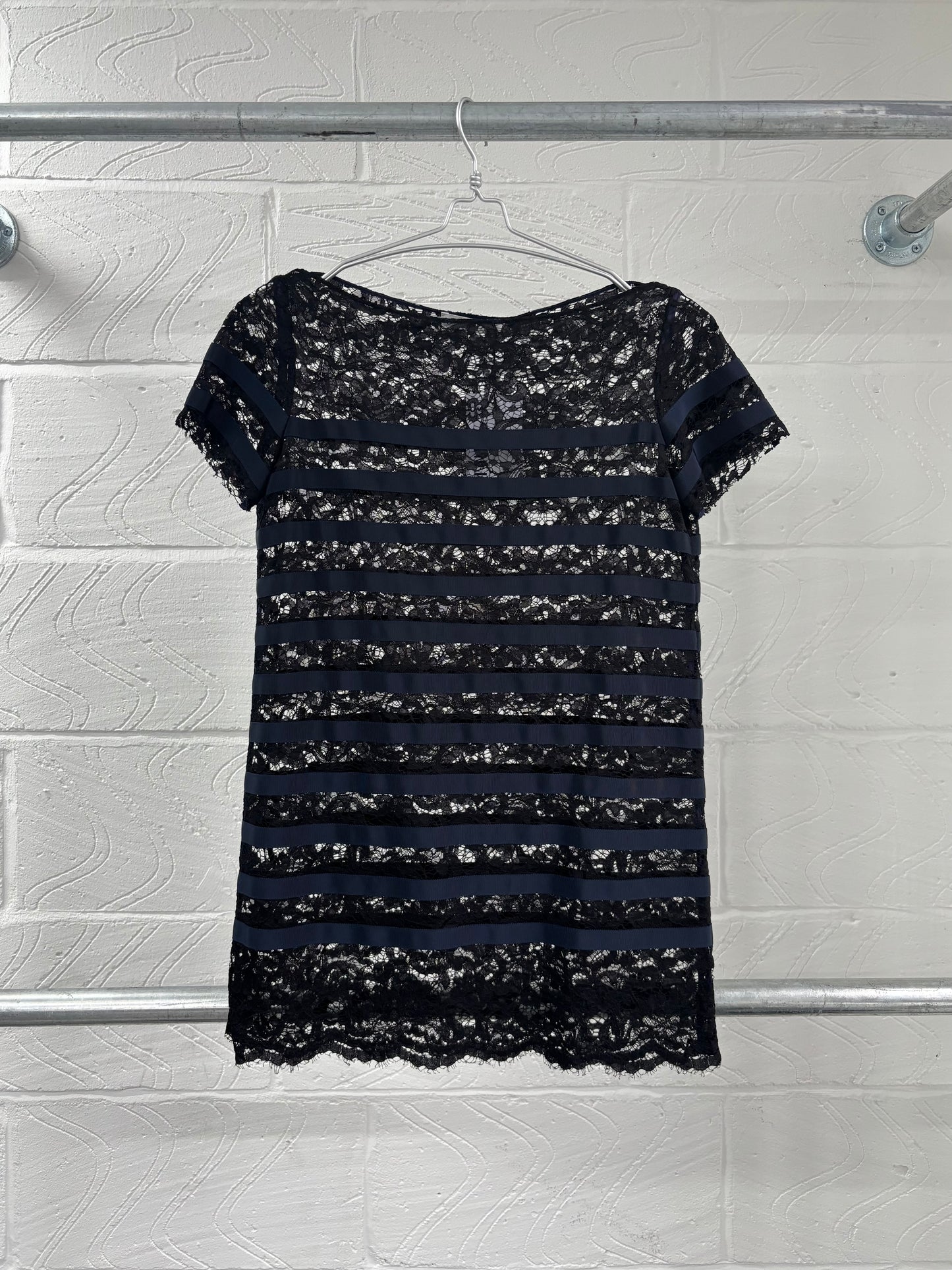 SACAI LUCK LACE STRIPE DRESS