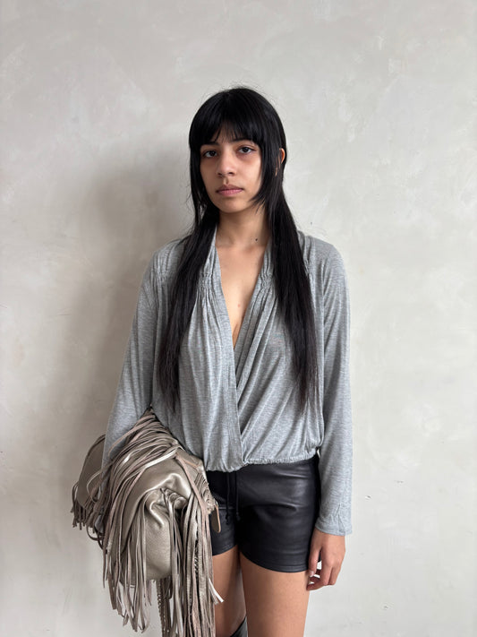 JAPANESE BRAND GREY JERSEY SLOUCH TOP