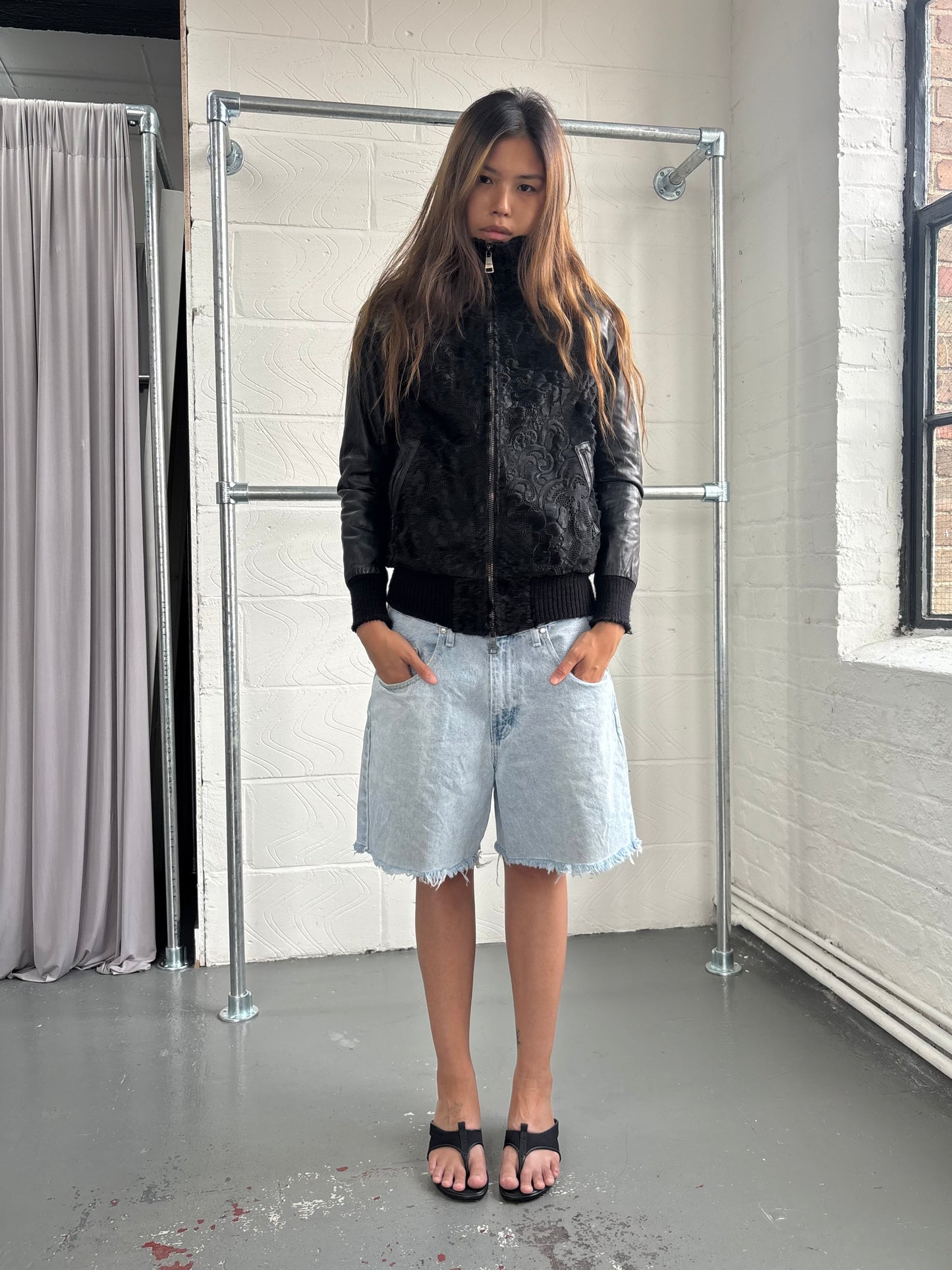 GIORGIO BRATO LEATHER PONY HAIR JACKET