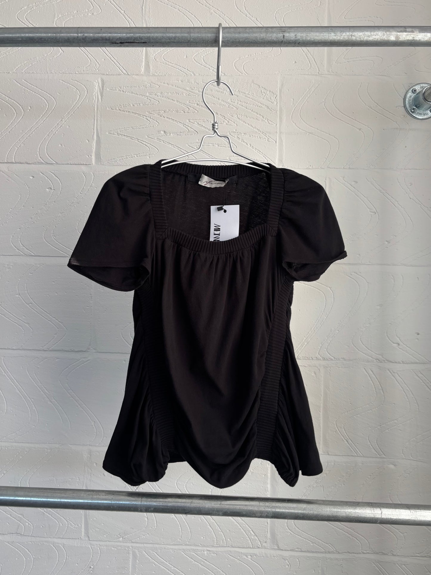 ITALIAN DESIGNER SHIRRED JERSEY TOP