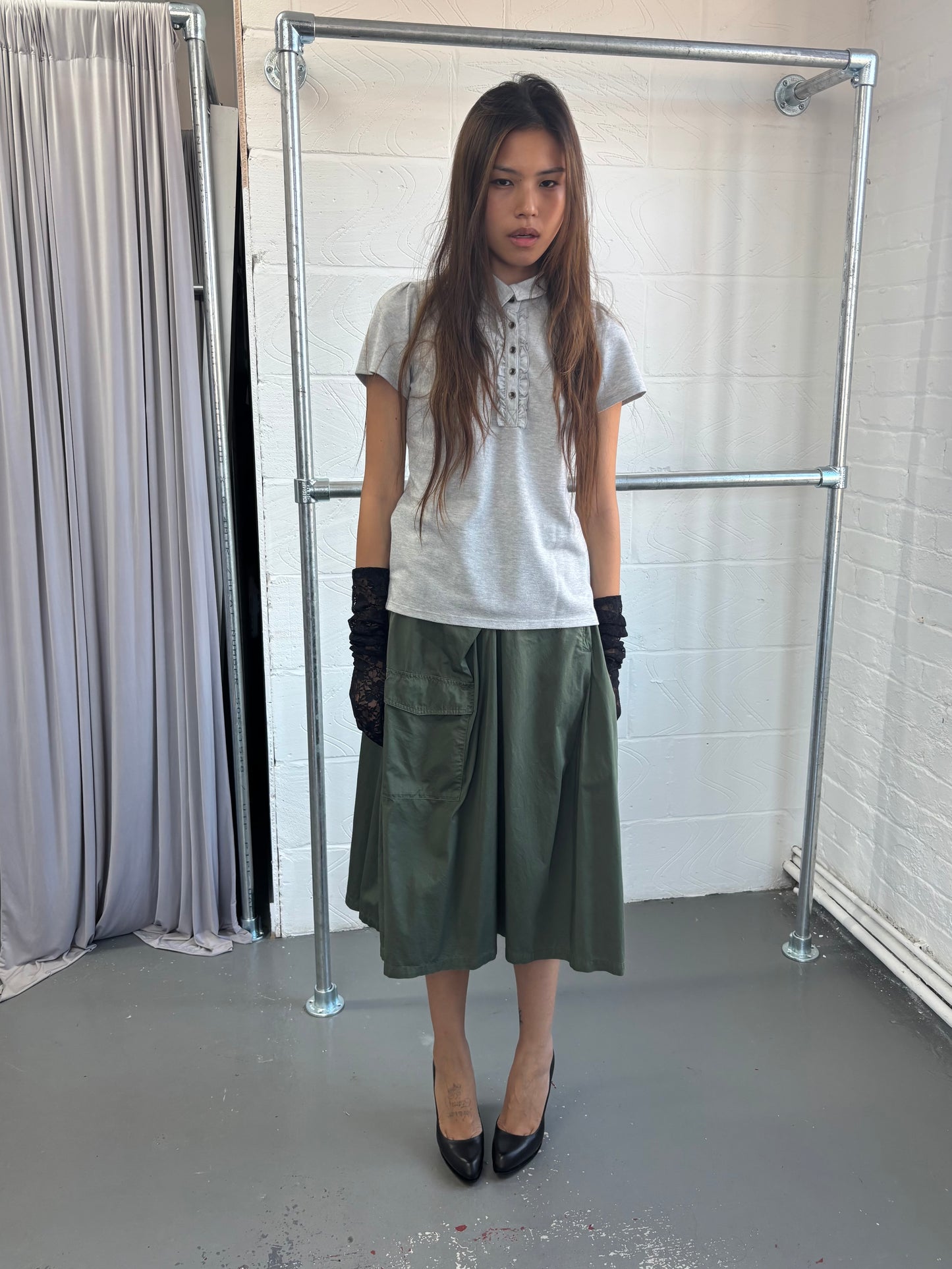 JAPANESE DESIGNER FRILLY POLO SHIRT