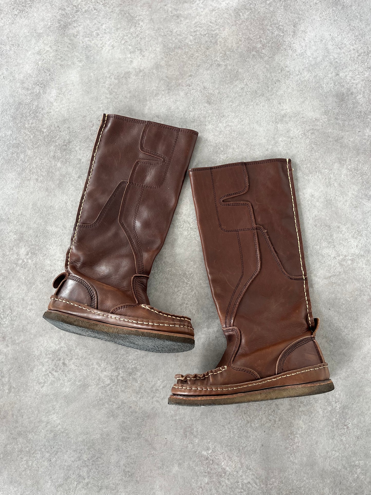 ZUCCA LONG LEATHER MOCCASIN BOOTS