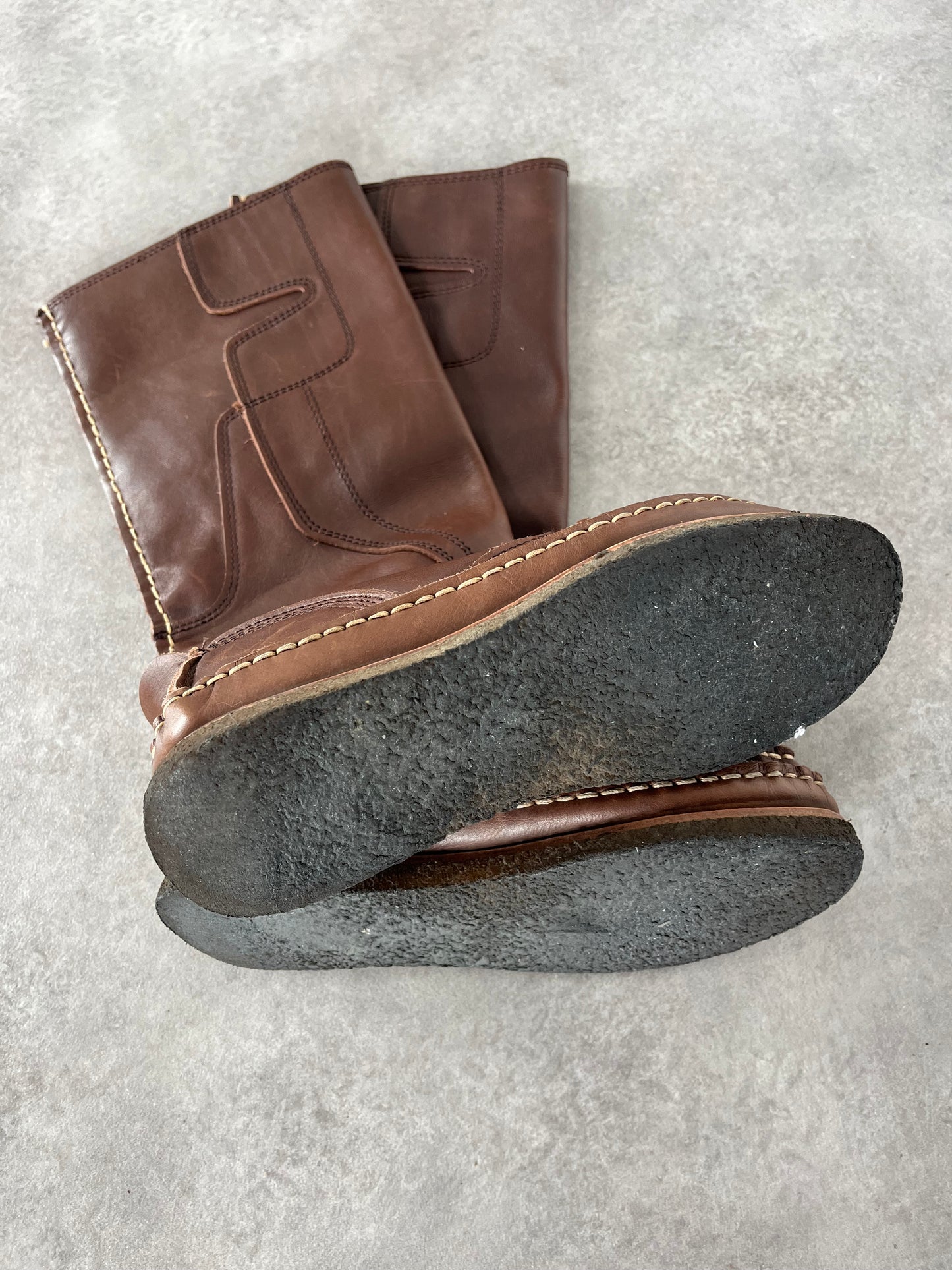 ZUCCA LONG LEATHER MOCCASIN BOOTS