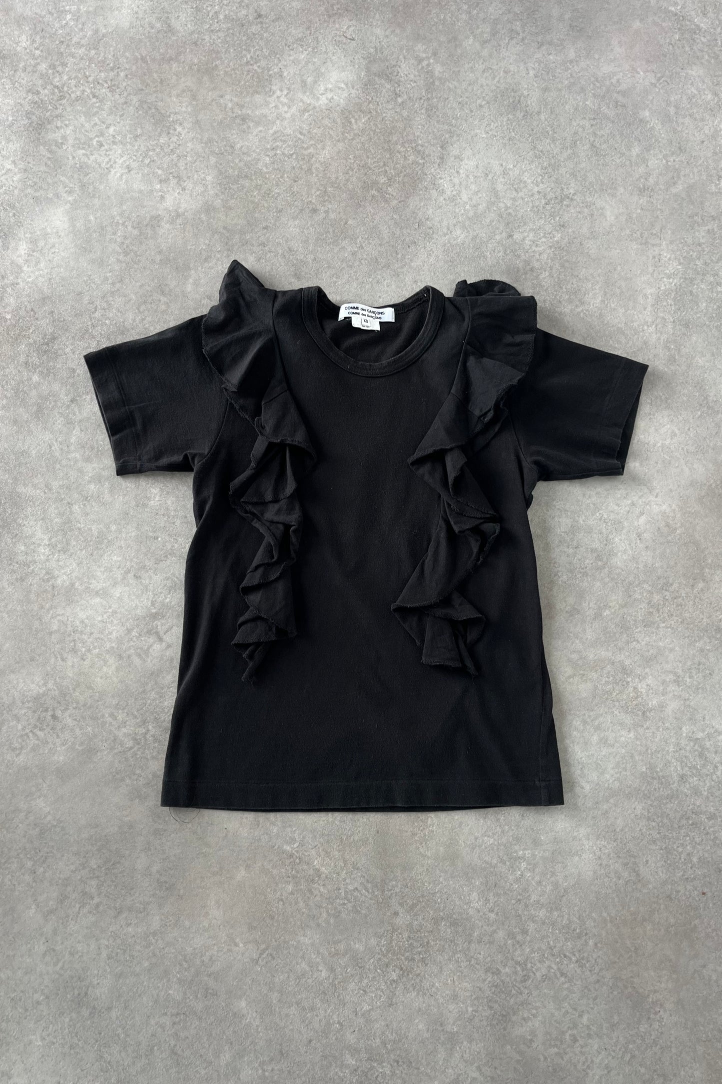 SS2009 CDG FRILLY BLACK T-SHIRT