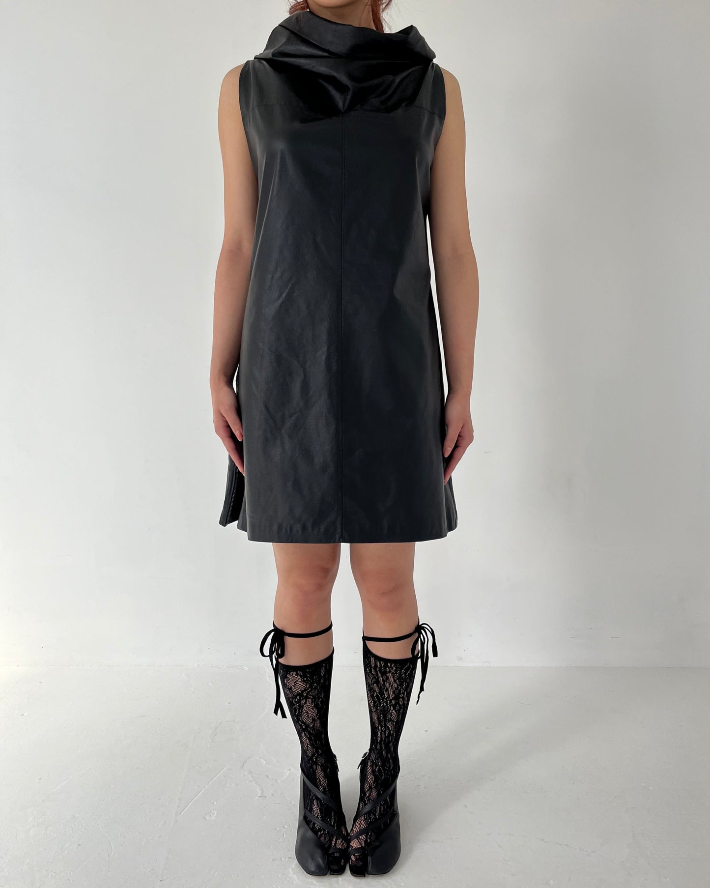 SARAH PACINI LEATHER SLOUCH DRESS