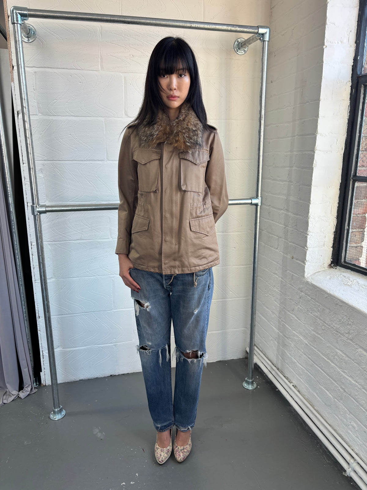 ZUCCA AW 2008 FUR COLLAR UTILITY JACKET