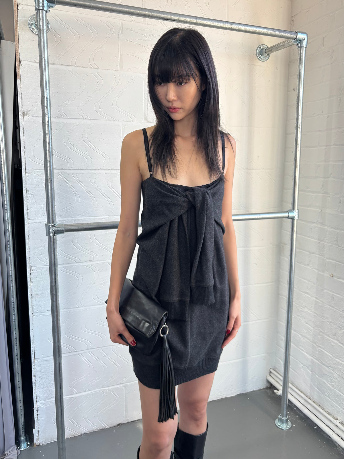 D&G WOOL CASHMERE BLEND TIE FRONT DRESS