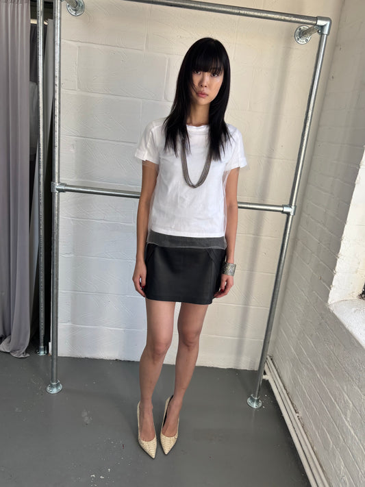 JAPANESE DESIGNER TULLE OVERLAY T-SHIRT