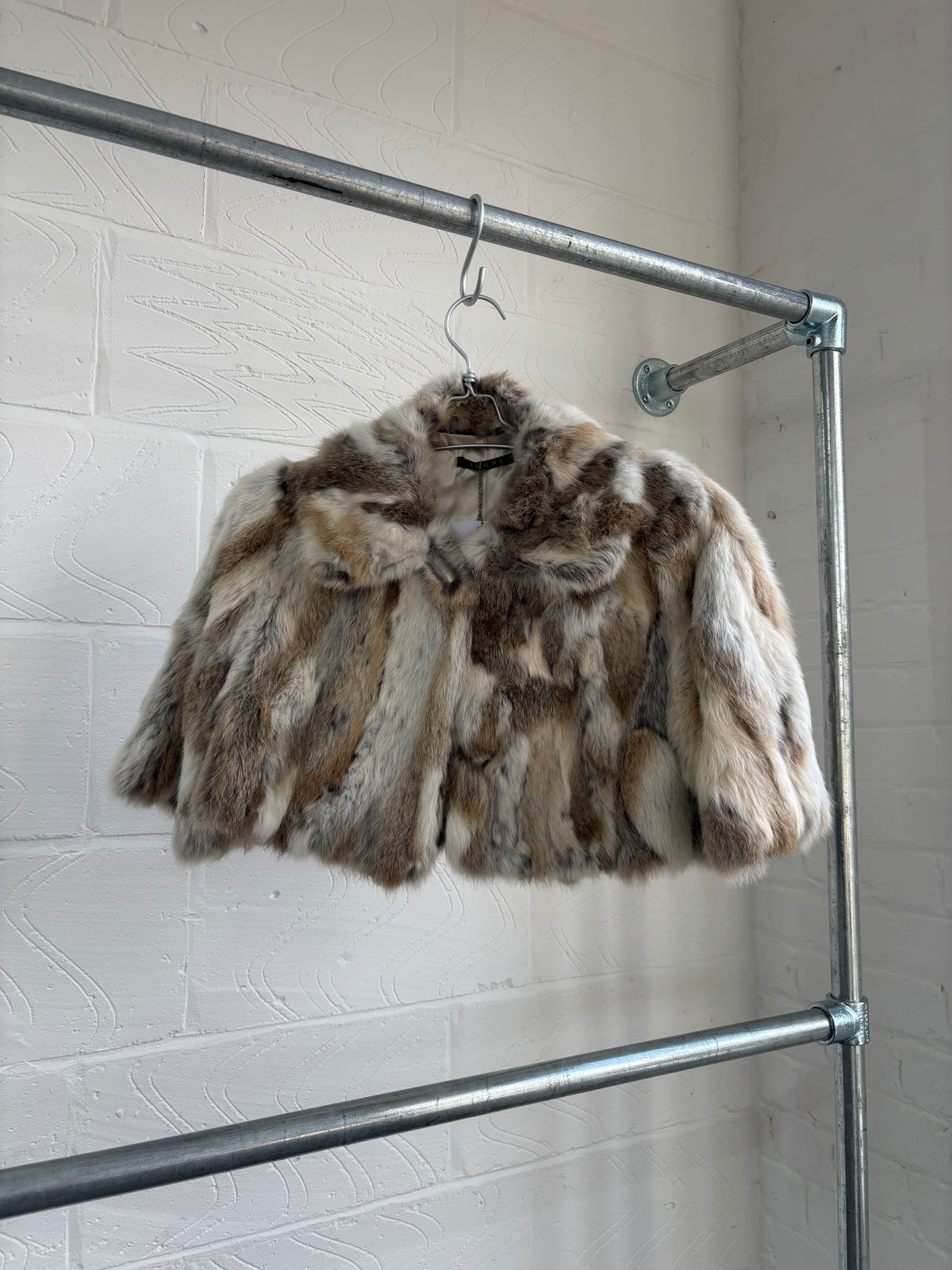 REAL FUR SUPER CROPPED JACKET WITH COLLAR