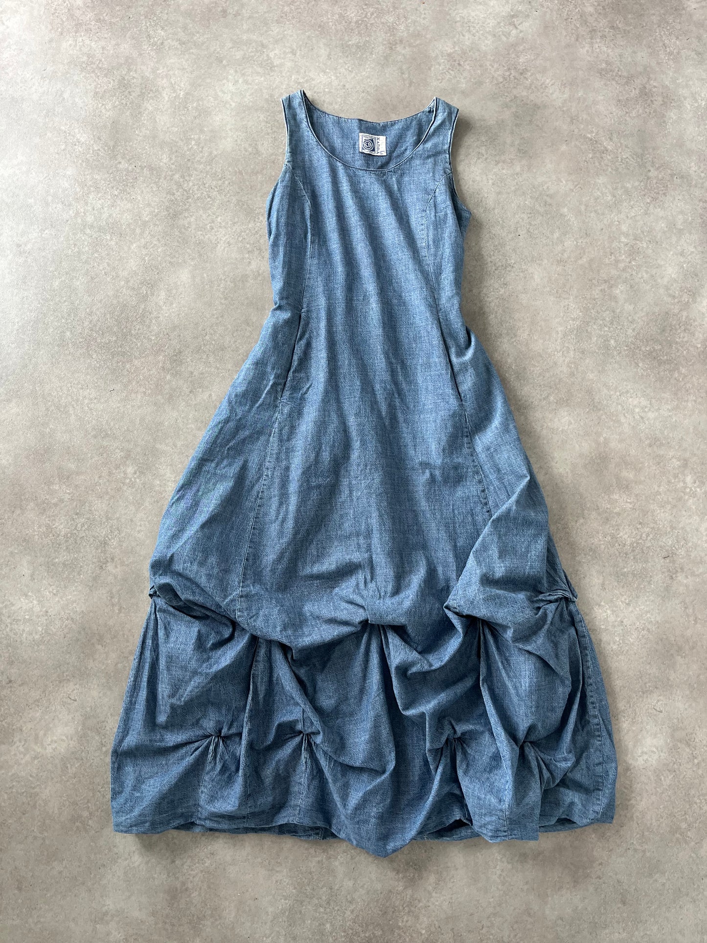 DENIM HITCHED MAXI DRESS