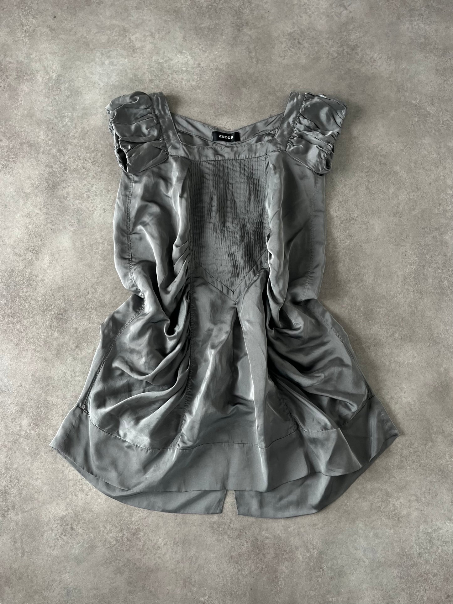 ZUCCA SILVER RUCHED BABYDOLL DRESS