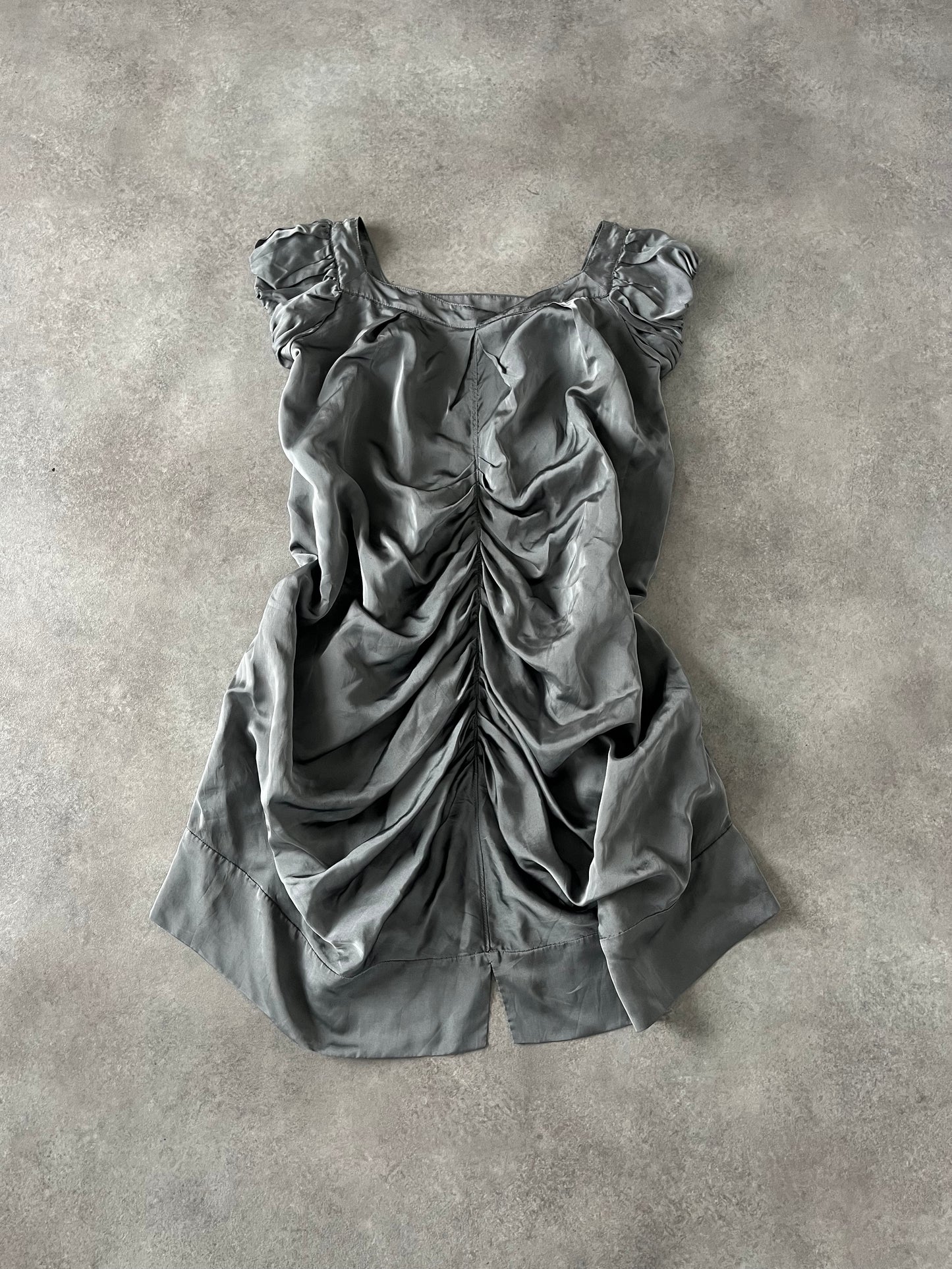 ZUCCA SILVER RUCHED BABYDOLL DRESS