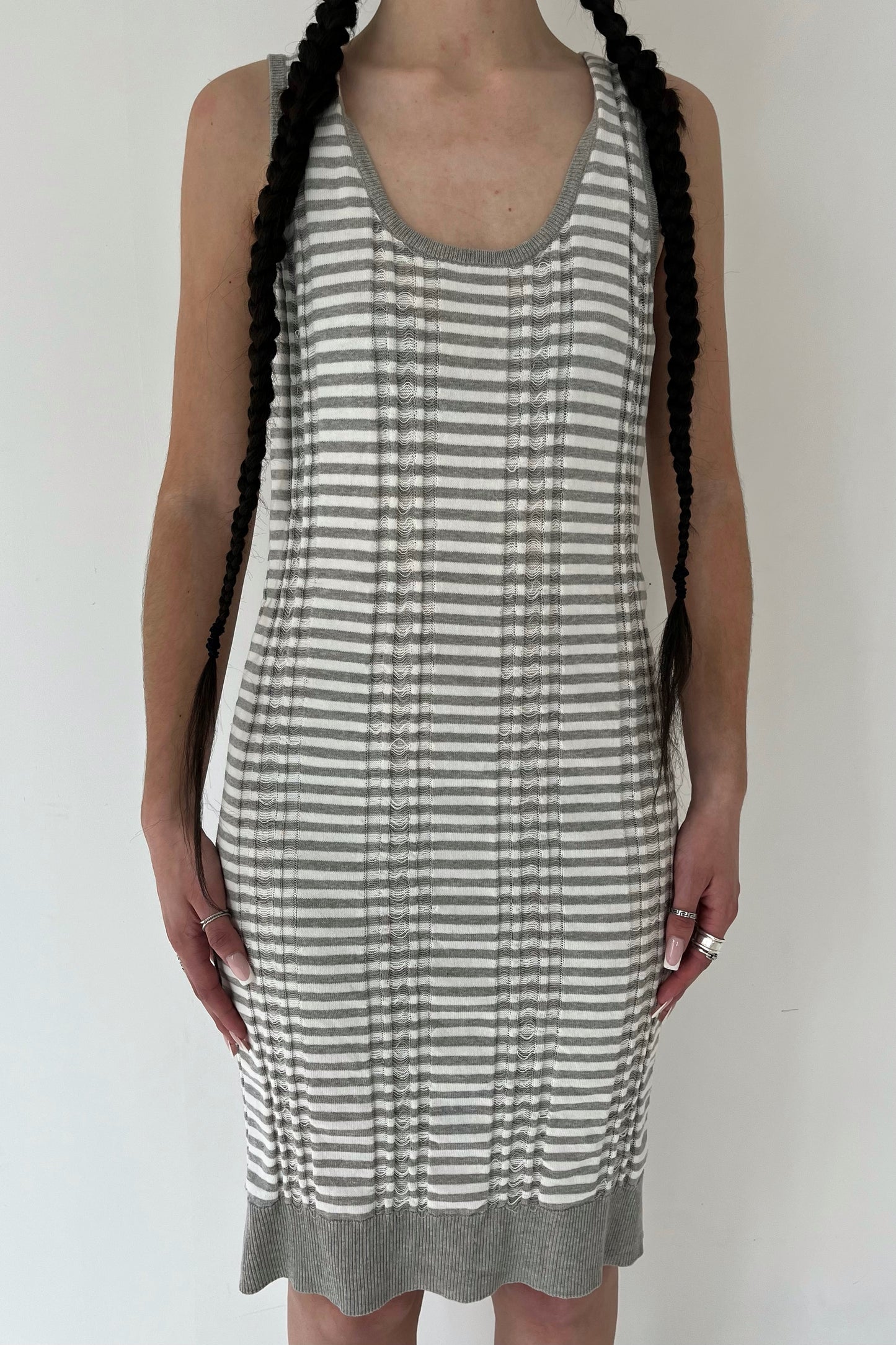 MAISON MARGIELA STRIPE KNIT TUBULAR DRESS